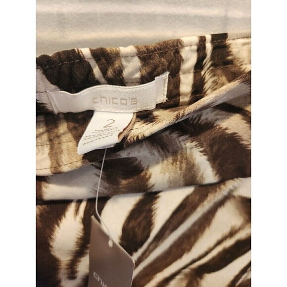 Chicos Animal Sally Sarong Faux Wrap Skirt Brown Sz 2 (12) Tiger Print Pull On - Picture 5 of 8